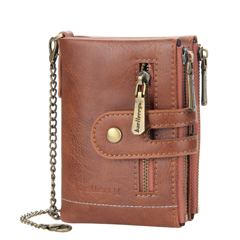 Men's Short High-grade Business Double Zipper Man's Men's Wallet