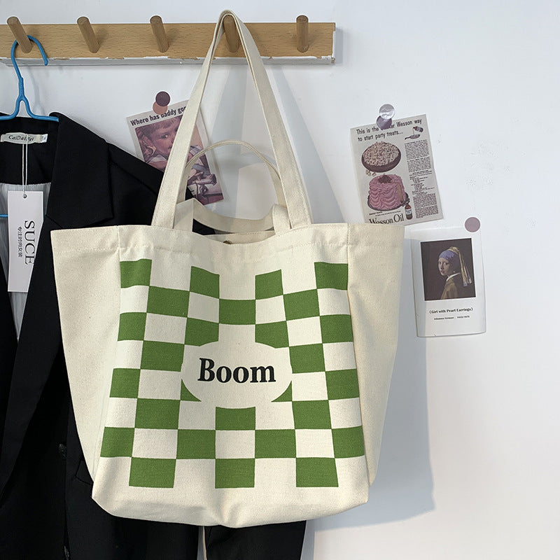 Women's Canvas Idle Style Artistic Simple Large Capacity Letter Bags