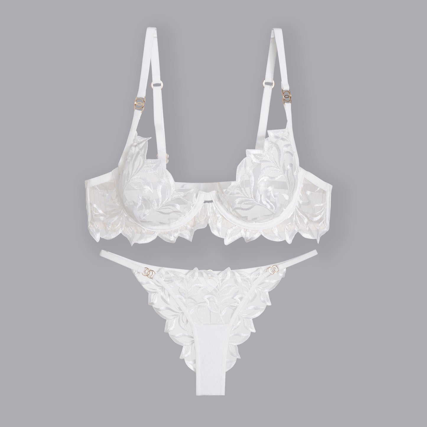 Women's Classic Embroidery Two Suit Underwear Fishbone Bras