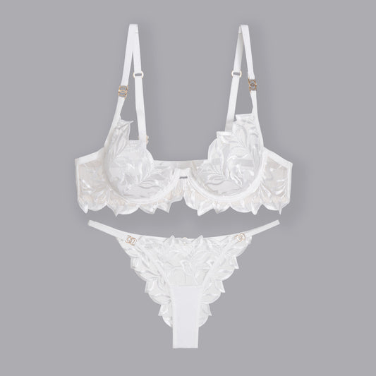 Women's Classic Embroidery Two Suit Underwear Fishbone Bras