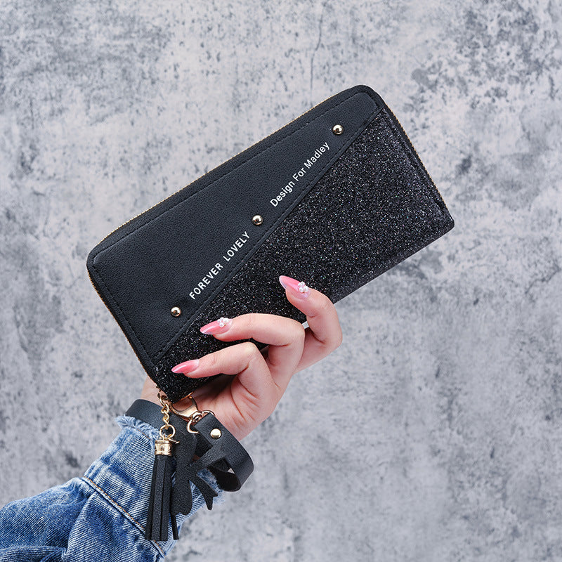 Women's Korean Stitching Contrast Color Tassel Wild Ladies Wallets