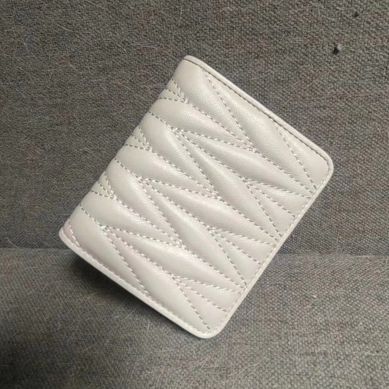 Women's Pleated Short Exquisite Genuine Leather One Ladies Wallet