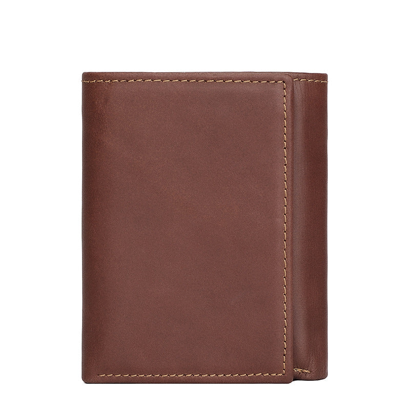 Men's Leather Swiping Multiple Slots Short Two-fold Beauty Men's Wallets