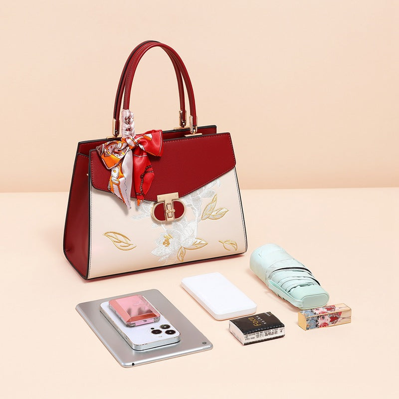 Women's Chinese Style Embroidery Red Mother Wedding Women's Messenger Bag