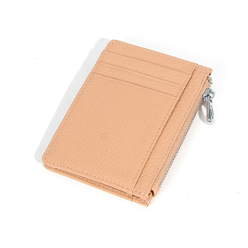 Women's & Men's & Leather Cowhide Solid-color Thin Section Card Holder