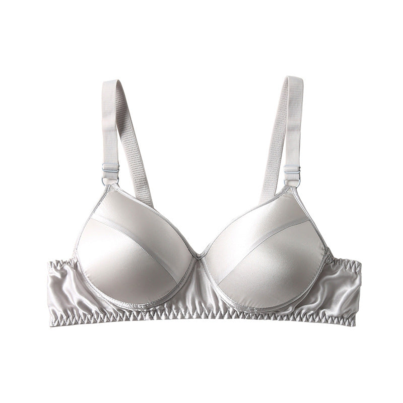 Women's Summer Thin Small Chest Gathered Mulberry Everyday Bras