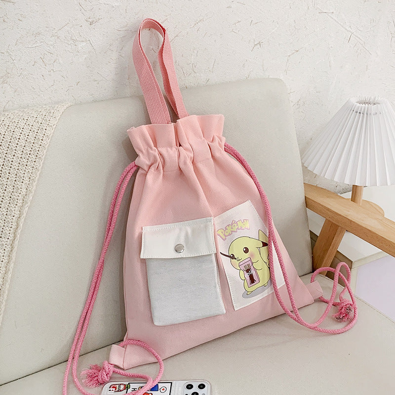 Drawstring Canvas Creative Fresh Female Portable Backpacks
