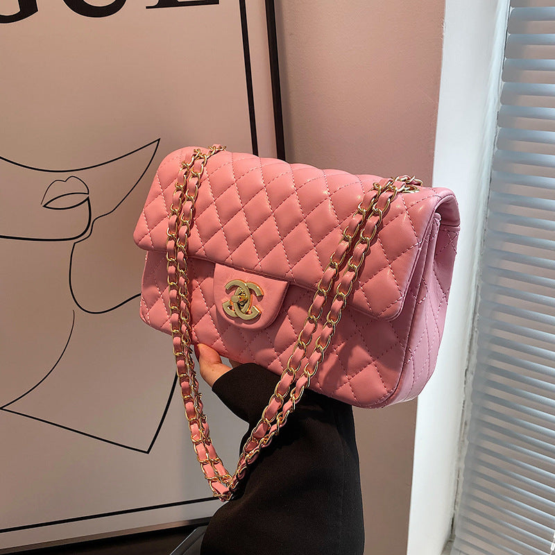 Durable Women's Rhombic Fashionable Simple Chain Women's Shoulder Bag
