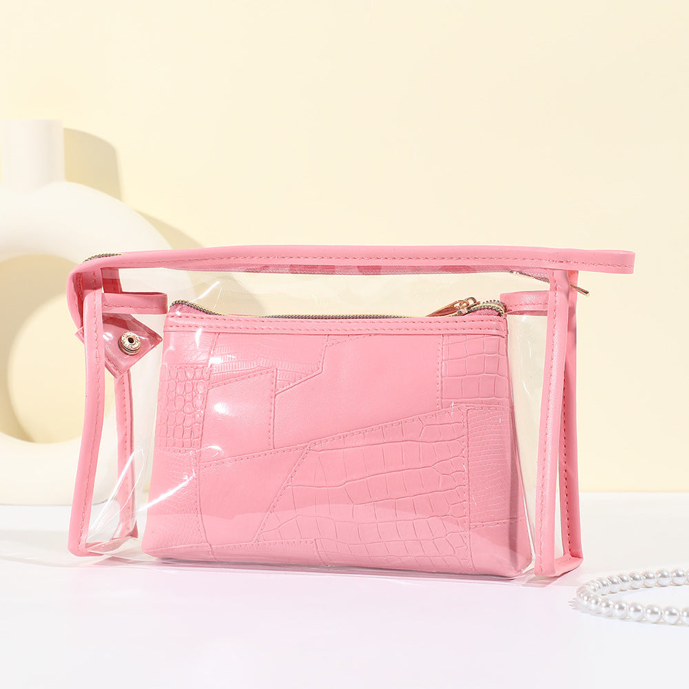 Women's Simple Crocodile Pattern High-grade Large Capacity Storage Waterproof Portable Cosmetic Bags