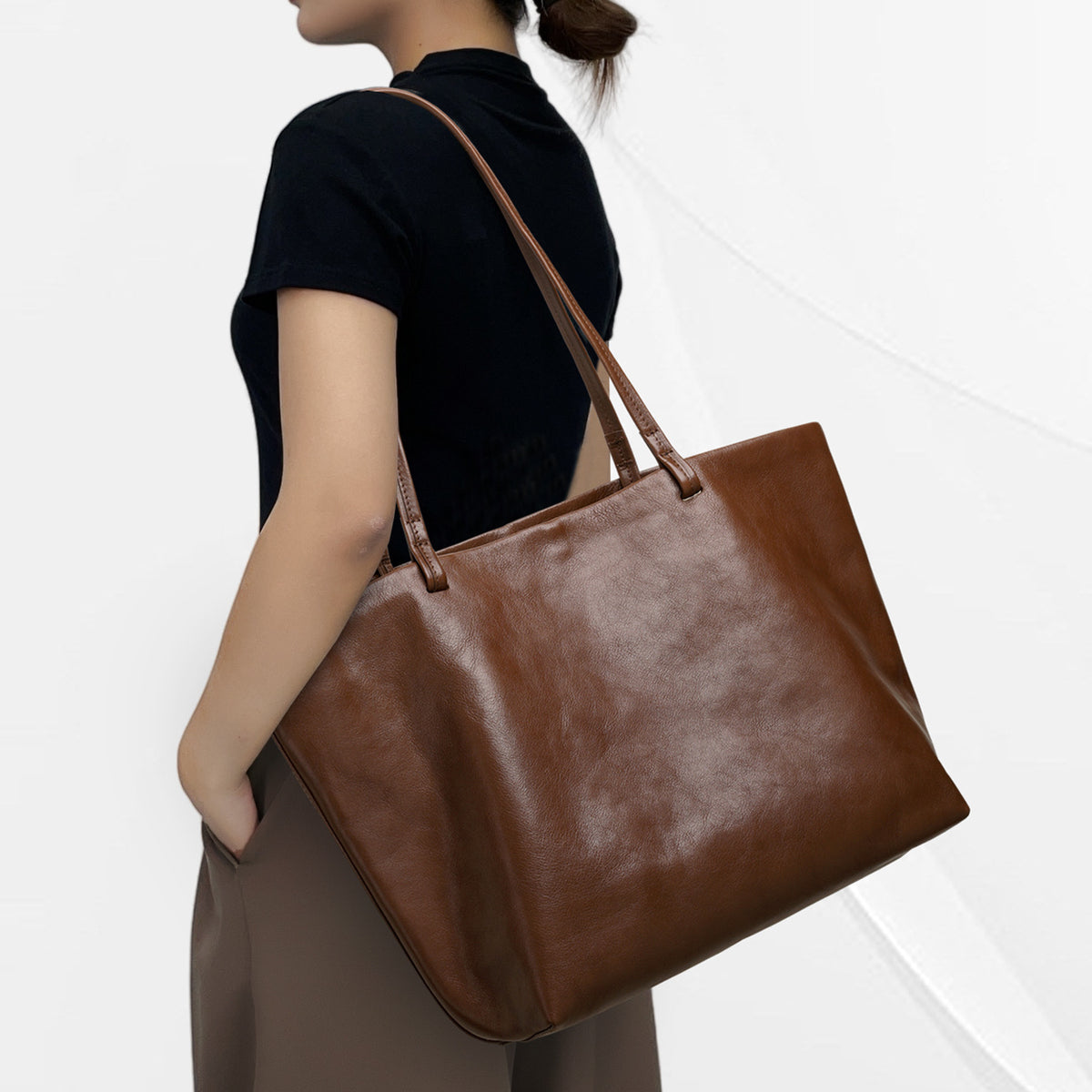 Women's Capacity Lazy Loose Feeling Daily Commute Genuine Bags