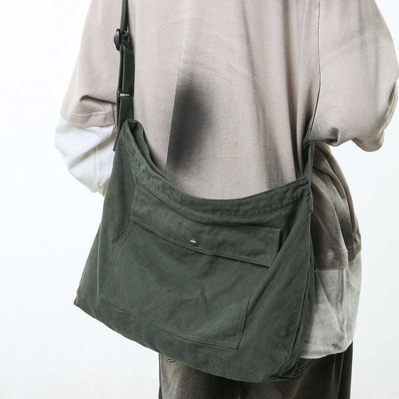 Women's & Men's Style Washed Canvas Large Capacity College Women's Messenger Bag