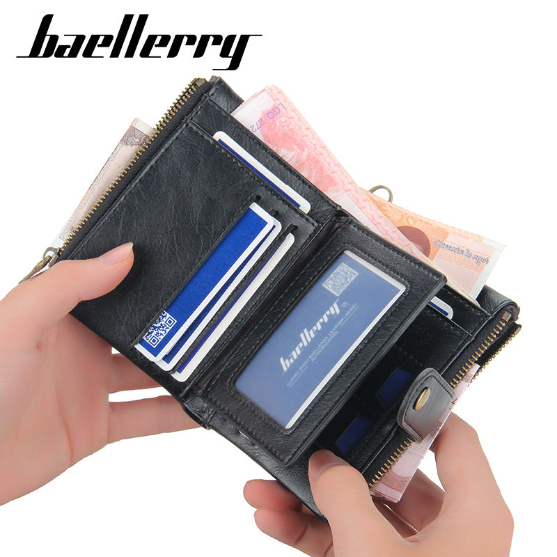 Pretty Men's Double Zipper Retro Vertical Men's Wallet