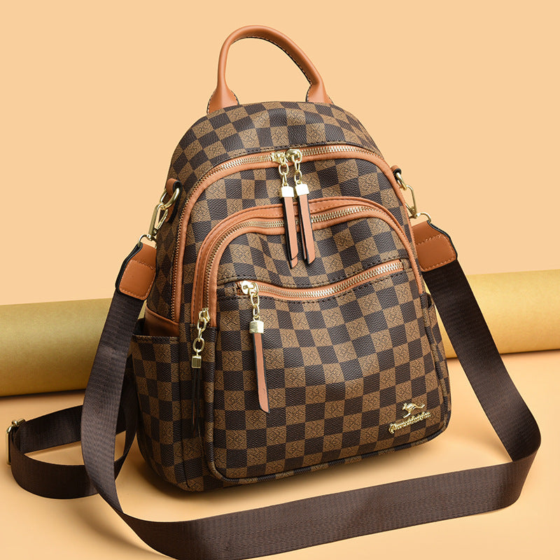 Women's Millennium Kangaroo Chessboard Plaid Texture Women's Shoulder Bag