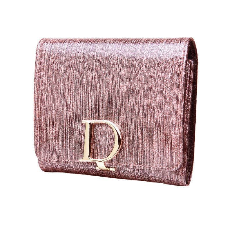 Women's Short Genuine Leather Design Folding Simple Ladies Wallet