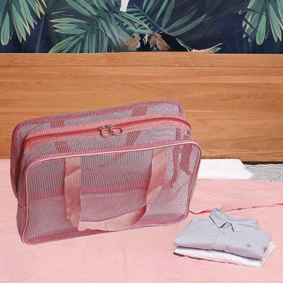 Women's Large Capacity Mesh Portable Draining Bath Wash Swimming Bags