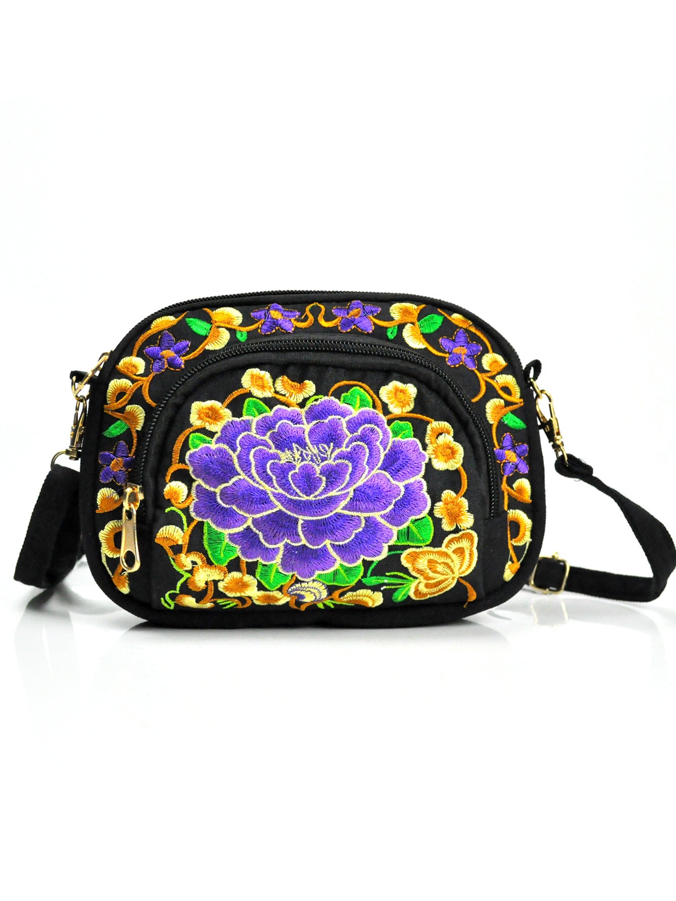 Embroidered Double Sided Embroidery Canvas Mobile Crossbody Bags