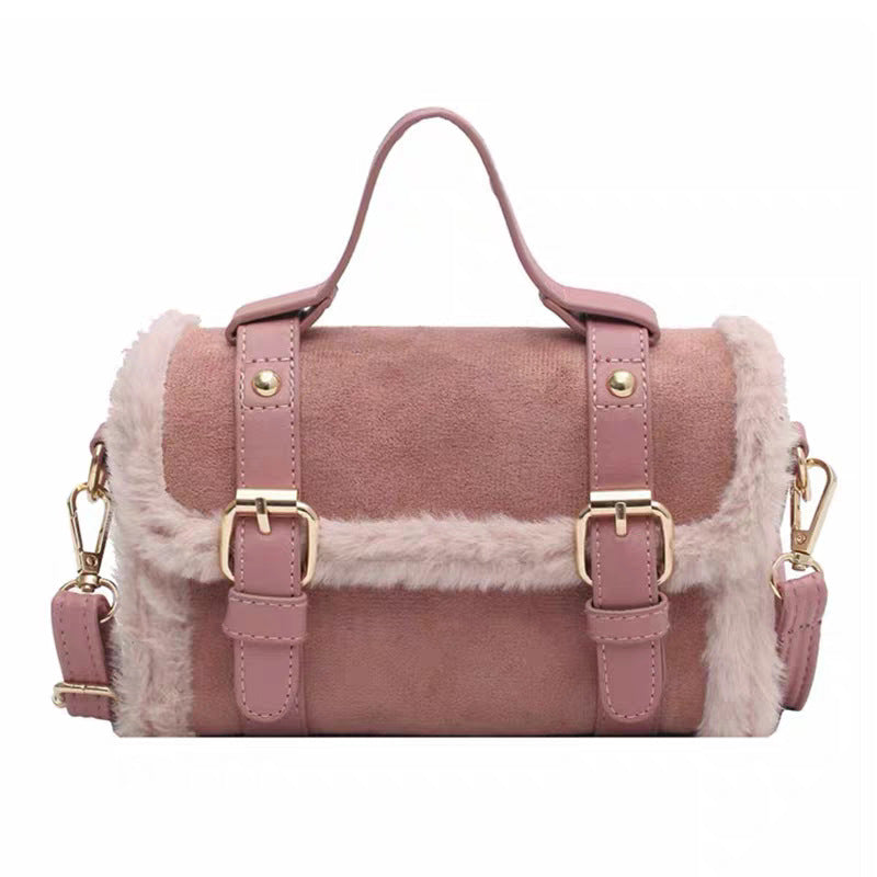 Lamb Wool Plush Large Capacity Portable Women's Messenger Bag