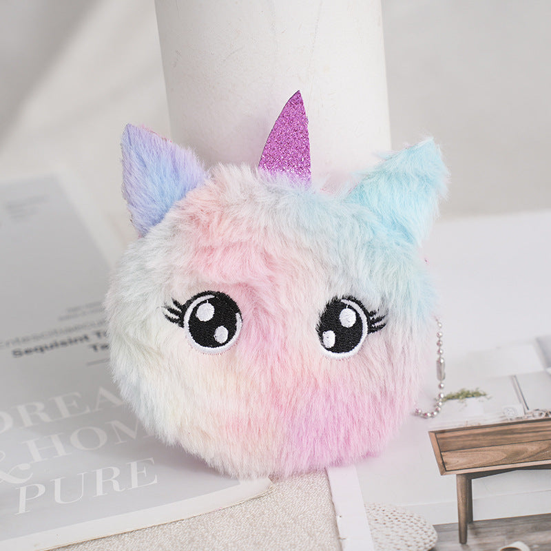 Children's Unicorn Plush Toy Portable Storage Earphone Purses