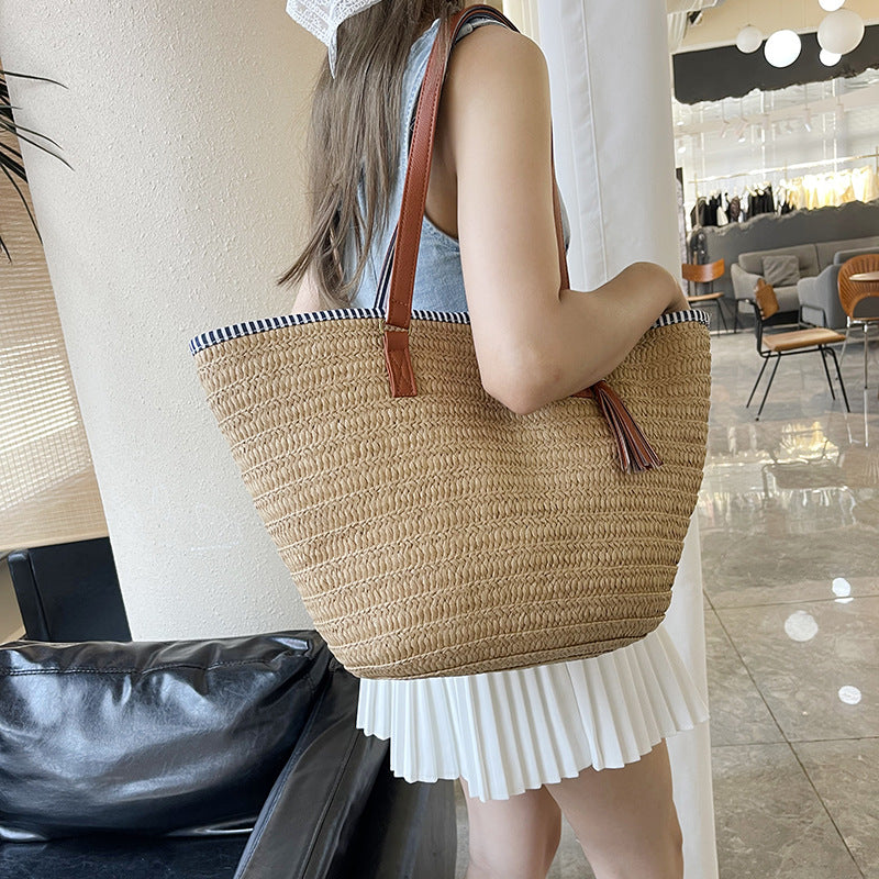 Simple Fashion Straw Large Capacity Versatile Tote Bags