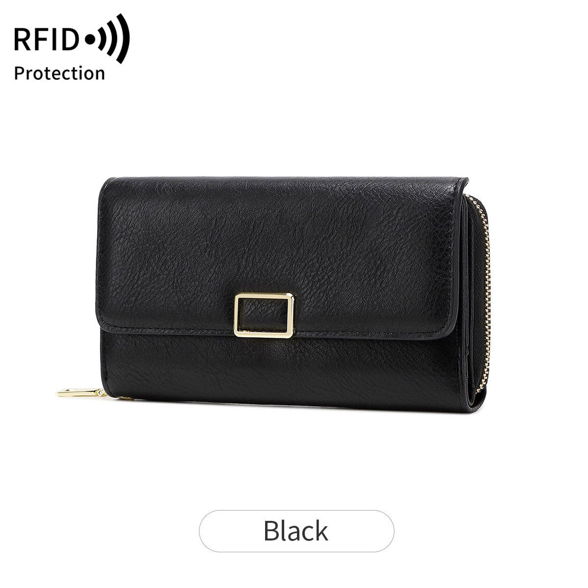 Women's Multifunctional Portable Three Fold Long Fashion Simple Solid Purses