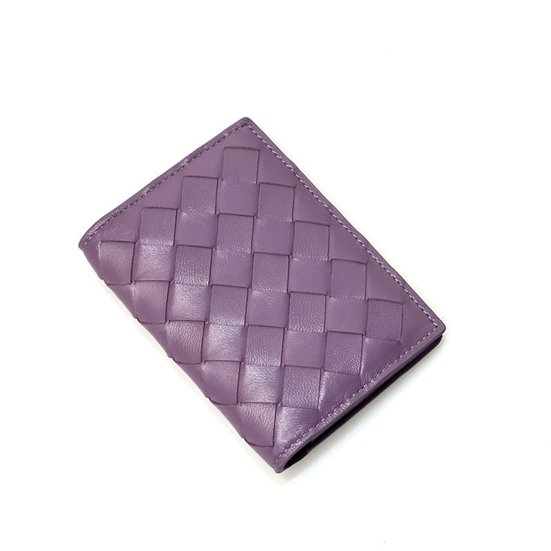 Leather Folding Pocket Rhombic Sheepskin Business Ladies Wallets