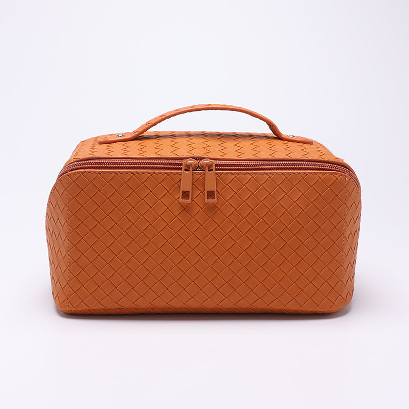 File Pillow Large Capacity Woven Pattern Portable Storage Waterproof Makeup Bag
