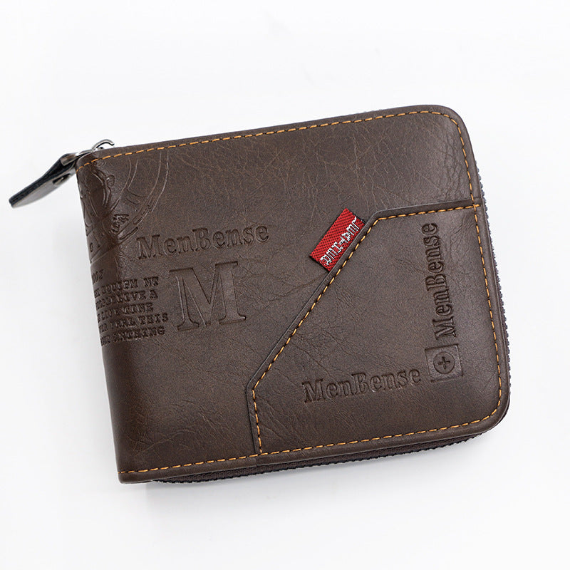 Men's Fashion Zipper Short Large Capacity Pocket Multiple Men's Wallet