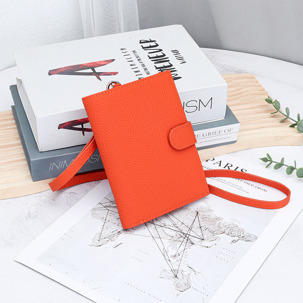 Women's Top Layer Cowhide Multifunctional Halter Passport Cover Document Genuine Ladies Wallet