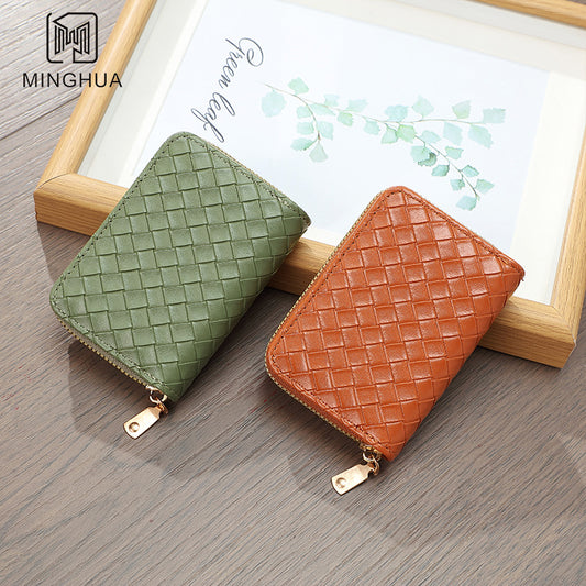 Women's Woven Short Simple Winter Pattern Zipper Purses