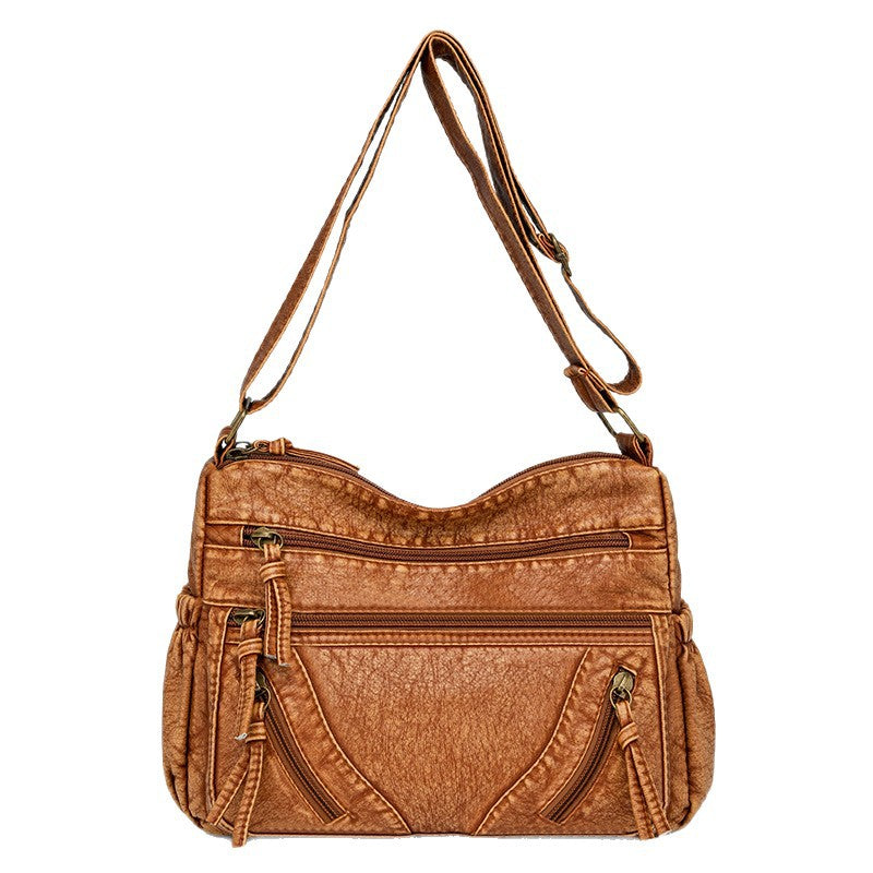 Women's Fashion Soft Leather Large Capacity Multilayer Women's Messenger Bag
