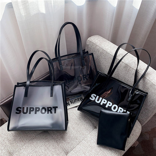 Women's Autumn Transparent Trendy Fashion Commute Jelly Shoulder Bags
