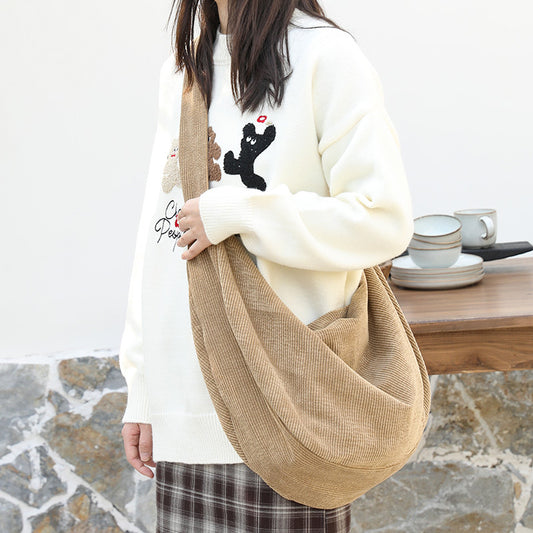 Leisure Large Capacity Dumpling Artistic Canvas Crossbody Bags