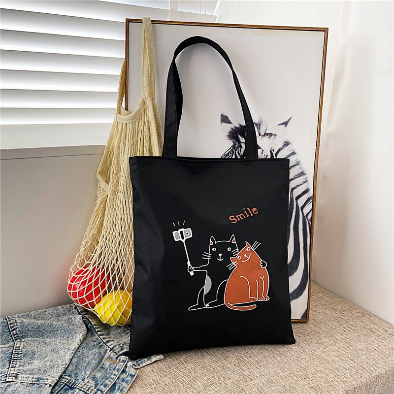 Women's Large Capacity Canvas Printed Korean Fashion Handbags