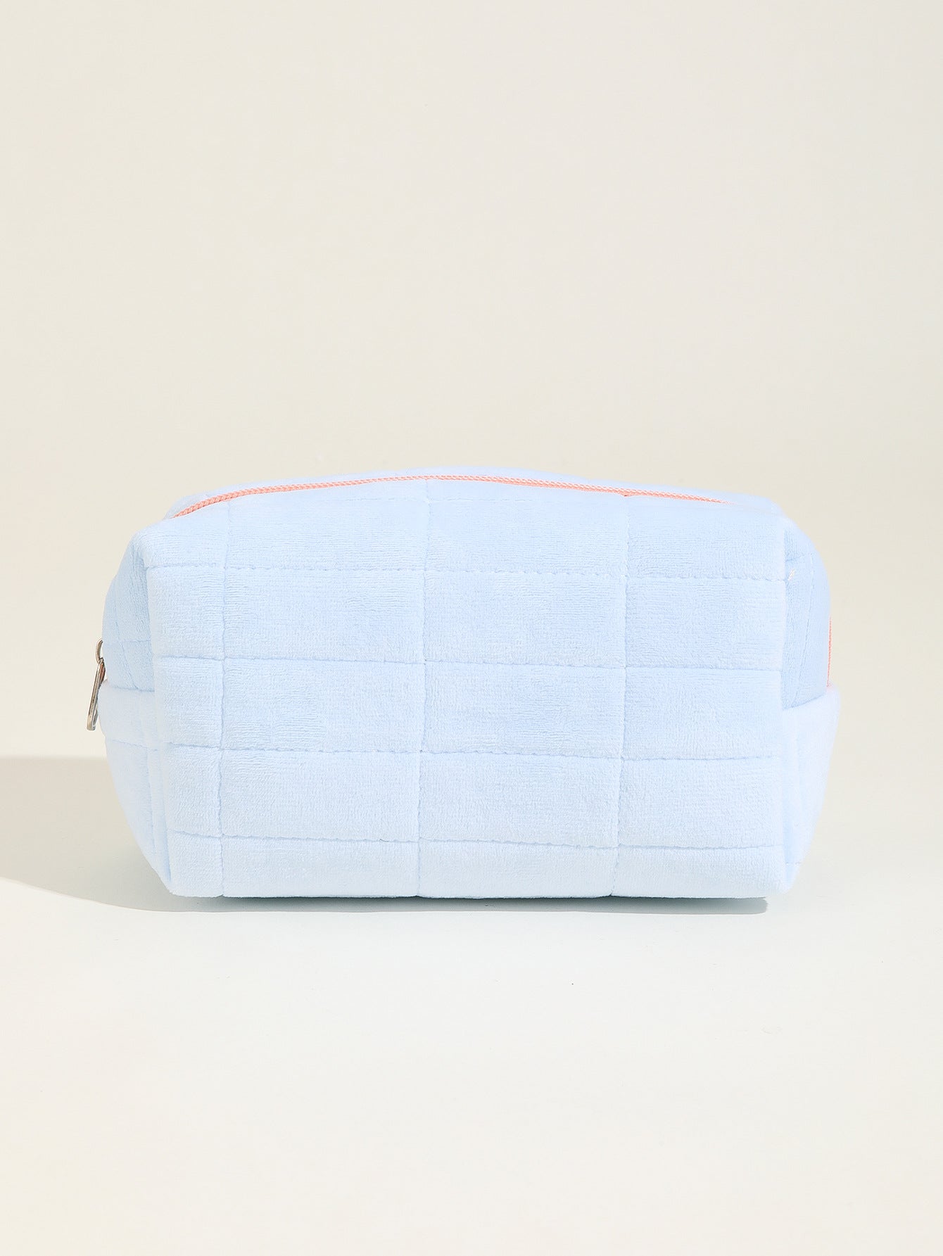 Solid Color Buggy Portable Large Capacity Plaid Cosmetic Bags