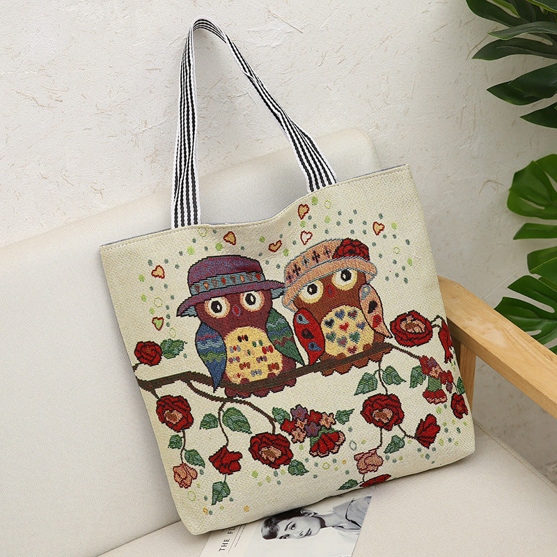 Cartoon Embroidered Leisure Big Owl Embroidery Bags