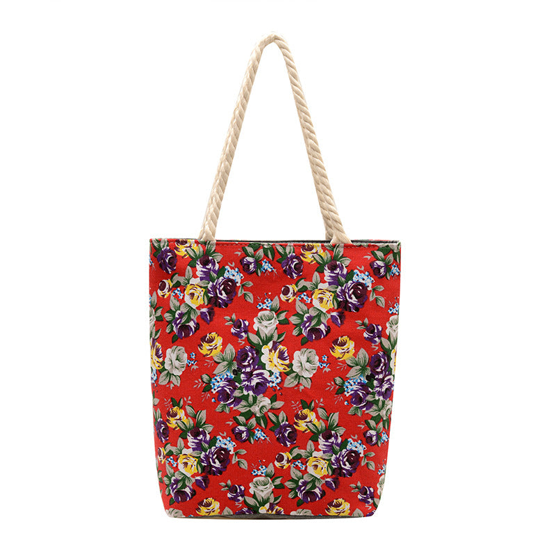 Women's Printed Canvas Floral Cloth Ethnic Style Women's Shoulder Bag