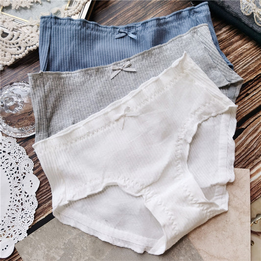 Women's Simple Thread Cotton Bow Comfortable Underwear Panties