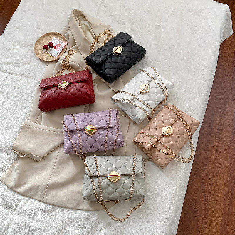 Versatile Women's Fashion Embroidered Diamond Check Women's Messenger Bag