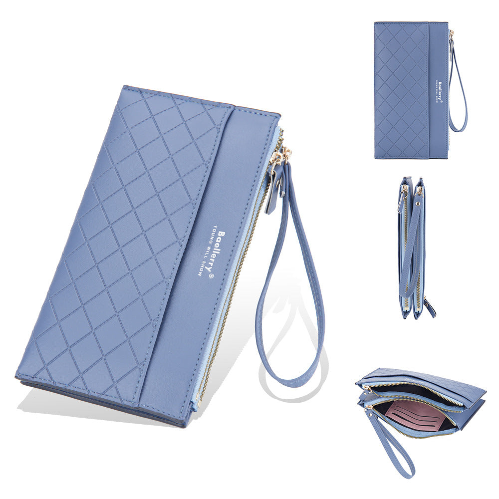 Women's Long Double Zip Clutch Mobile Card Holder