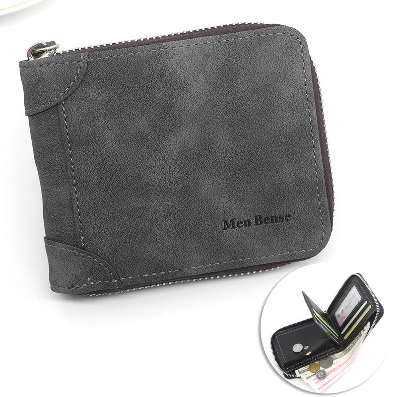 Men's Personalized Short Zipper Two Fold Man's Vintage Men's Wallets
