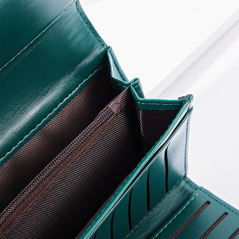 Women's Long Three-fold Crocodile Pattern Lady's Ladies Wallets