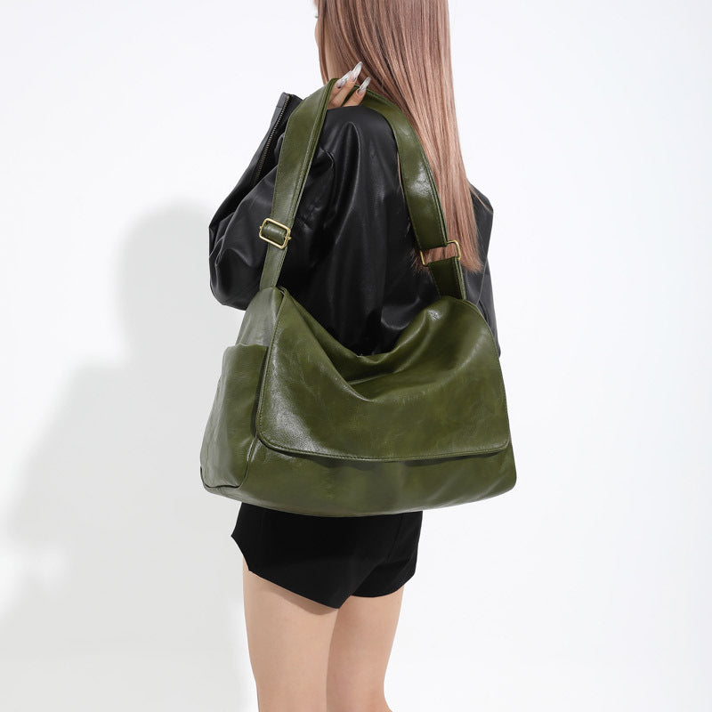 Design Retro Oil Wax Bright Noodle Simplicity Large Capacity Women's Messenger Bag