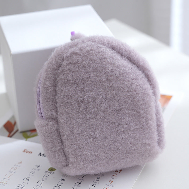 Glossy Solid Color Long Wool Cotton Filled Fresh Coin Purses