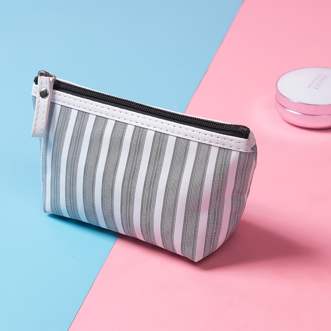 Style Wash Portable Storage Classic Striped Makeup Bag