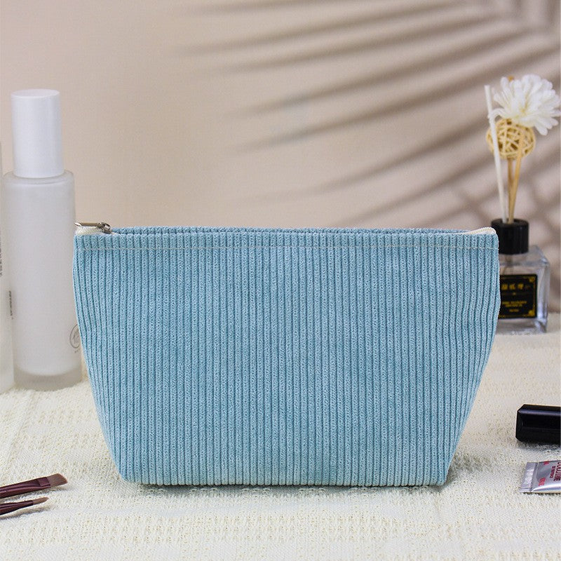 Fashion Corduroy Large Capacity Portable Wash Storage Solid Bags