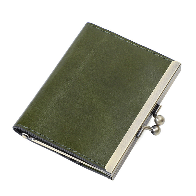 Women's First Layer Oil Wax Leather Sleeve Card Holder