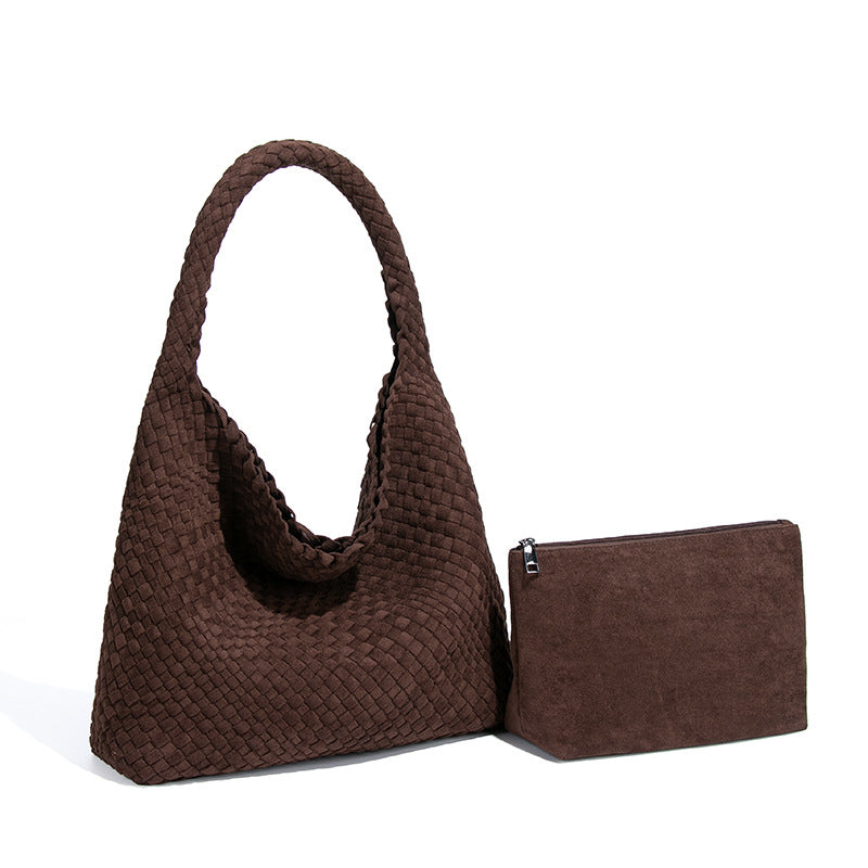Women's Handmade Woven Idle Style Single Underarm Bucket Bags