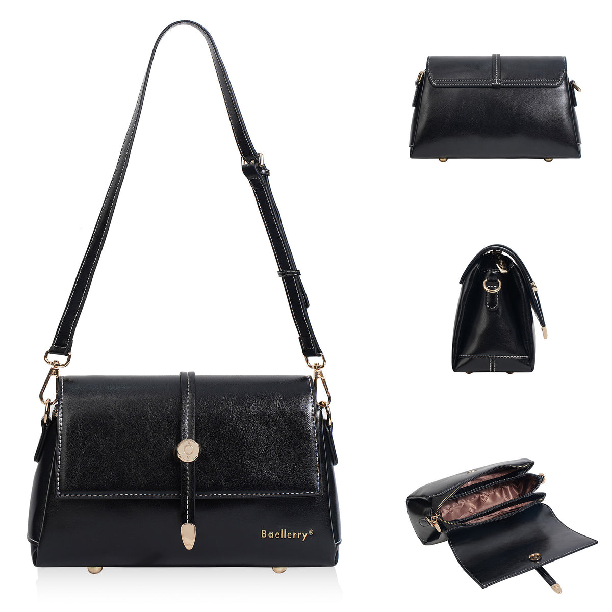 Women's For Retro Oil Wax Skin Metal Clasp Women's Shoulder Bag