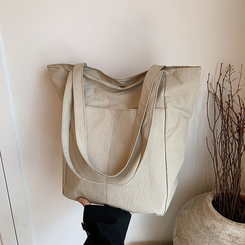 Women's Capacity Artistic Simple Washed Cloth For Shoulder Bags