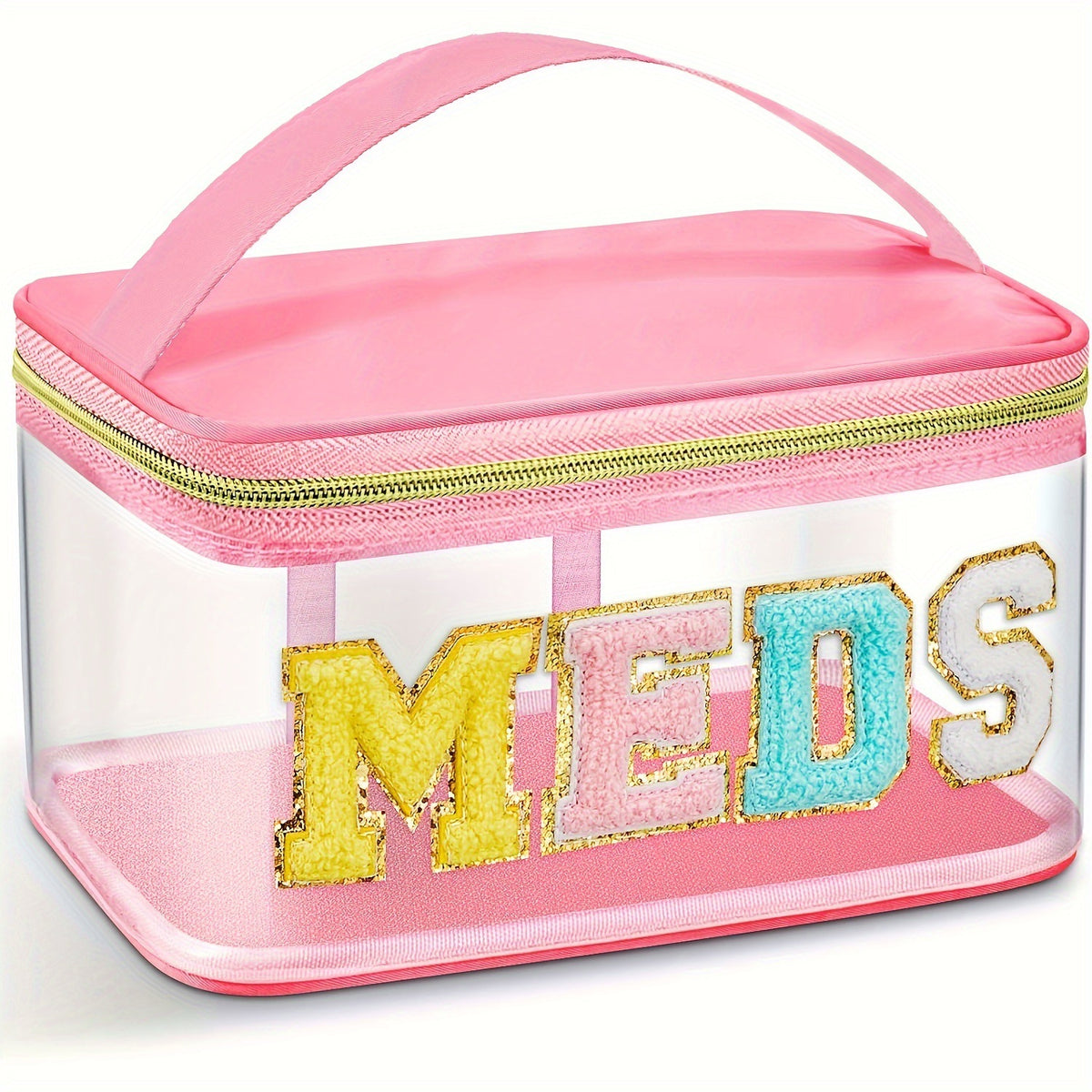 Transparent Hand Embroidered Letter Portable Cosmetics Bags